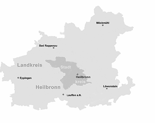 Karte des Landkreises Heilbronn