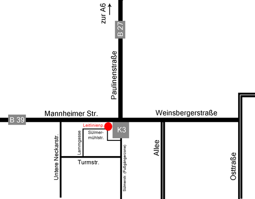 Diese Abbildung zeigt einen Stadtplanausschnitt